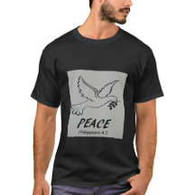 Le T-Shirt présente notre logo de colombe et des é