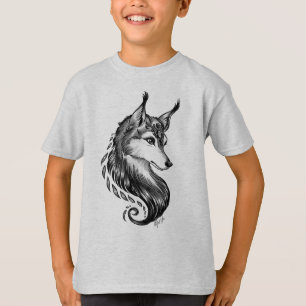 Le T-shirt tiré par la main blanc noir de garçon
