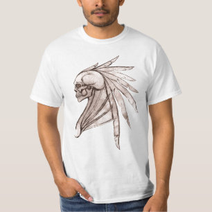 Le T-shirt tribal des hommes indiens de crâne