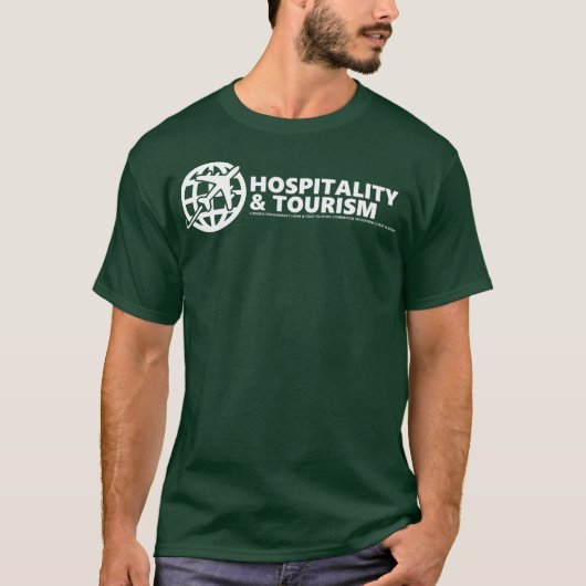 Le T-shirt vert classique d'hospitalité et de (Devant)