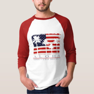 Le T-shirts des hommes d'Hawaï de drapeau de paum