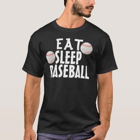 Le T-shirts drôle de base-ball, mange le sommeil (Devant)