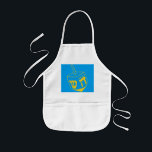 Le tablier des enfants de Dreidel de bleu et d'or<br><div class="desc">Ce tablier minuscule serait un grand cadeau de Chanukah,  ou obtenez-le pendant l'année arrondissent des métiers et des cadeaux.</div>