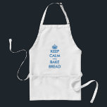 Le tablier mignon pour la boulangerie | gardent le<br><div class="desc">Le tablier mignon pour la boulangerie | gardent le calme et font le pain cuire au four. Modèle personnalisable avec les lettres et la couronne bleues. Parodie de Keepcalm. Idée mignonne de cadeau pour la boulangerie ou la maman, la tante, l'épouse, la grand-maman etc. qui aiment faire.</div>