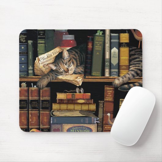 le tapis de souris avec un chat dormant dans la (Avec souris)