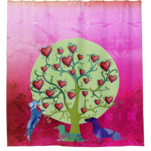 Le teckel poursuit le rideau en douche d'art de