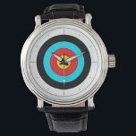Le temps du tir à l'arc -<br><div class="desc">Une horloge avec une cible à tir à l'arc blanc, noir, cyan, rouge et jaune. Personnalisable pour supprimer les lignes !</div>
