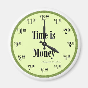 Le temps est argent - Green Clock Face Magnet