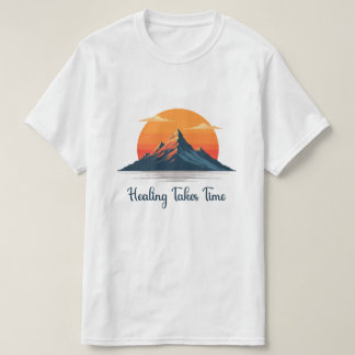 Le temps guérit" T-Shirt Montagne au Coucher du So