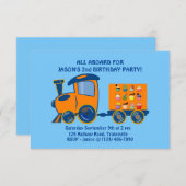 Le thème du train Invitation d'anniversaire du gar (Devant / Derrière)