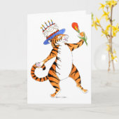 Le tigre chante le joyeux anniversaire - carte de (Fleur jaune)