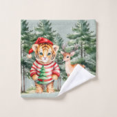 Le tigre de père Noël et le sapin des cerfs Noël (Gant de toilette)