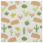 Le tissu de corgis et de cactus - mignon tissu à c (Fermer)