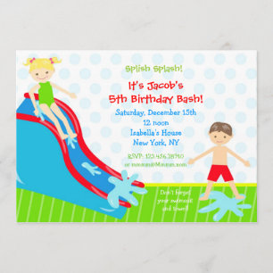Le toboggan aquatique Invitations d'anniversaire