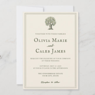 Le Toscan : Faire-part de mariage olive et ivoire