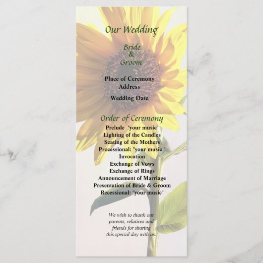 Le tournesol qui profite du programme de mariage d (Devant)