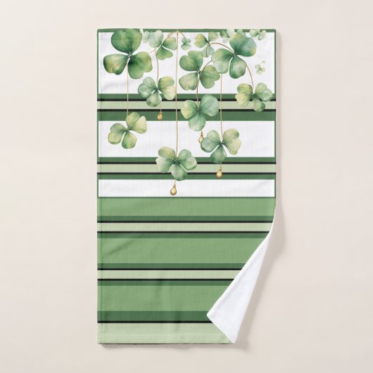 Le trèfle irlandais et les rayures vertes pour la (Serviette à main)