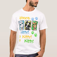 Le triptyque coloré de chats badine le T-shirt