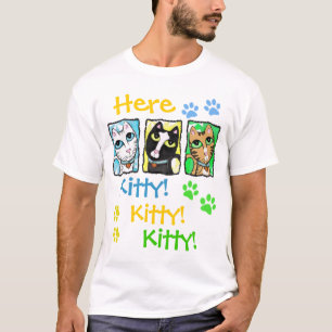 Le triptyque coloré de chats badine le T-shirt