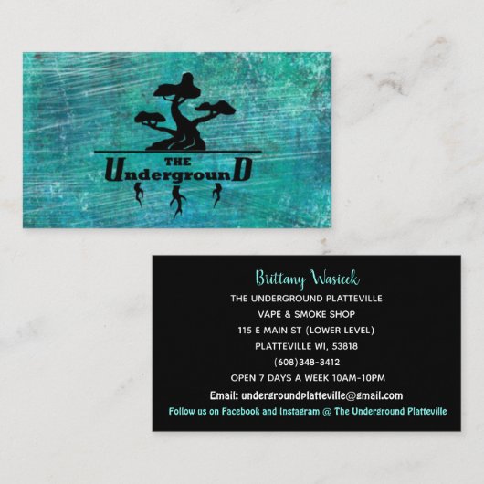 Le Turquoise Carte de visite souterrain (Devant / Derrière)