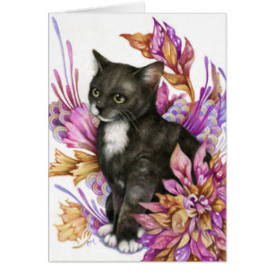 Le vagabond - carte mignonne d'art de chat de