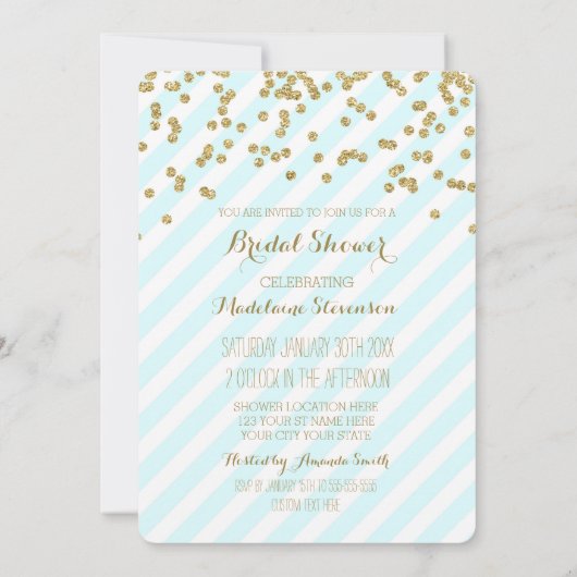 Le vert bleu d'or barre des invitations de Fête de (Dos)