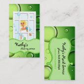Le vert de carte de visite de nettoyage bouillonne (Devant / Derrière)