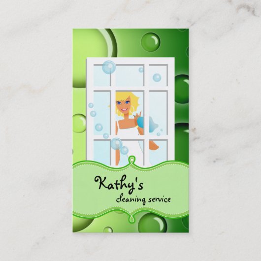 Le vert de carte de visite de nettoyage bouillonne (Devant)
