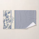 Le village de Toile de Jouy frontière en bleu (Serviette à main)