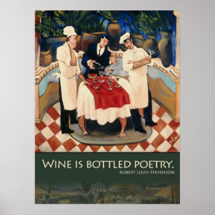 Le vin est affiche mis en bouteille de poésie