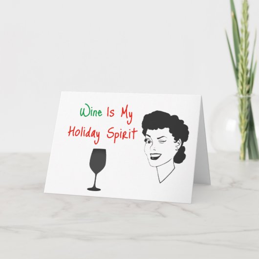 Le Vin Est Mon Esprit De Vacances Carte De Noël (Devant)