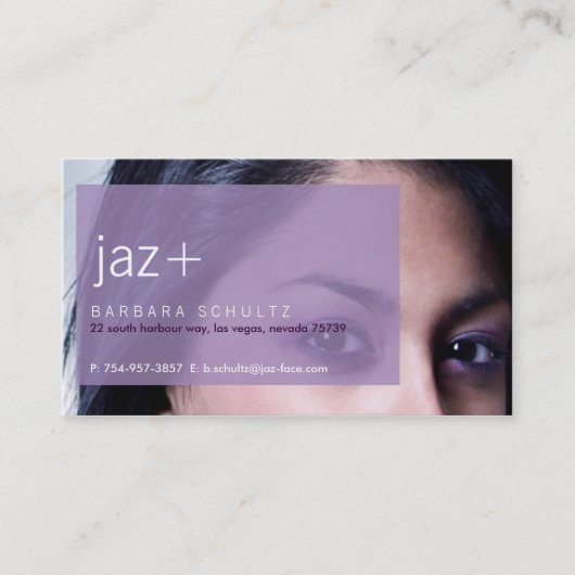 Le visage de Jaz [violet] Cartes de visite (Devant)