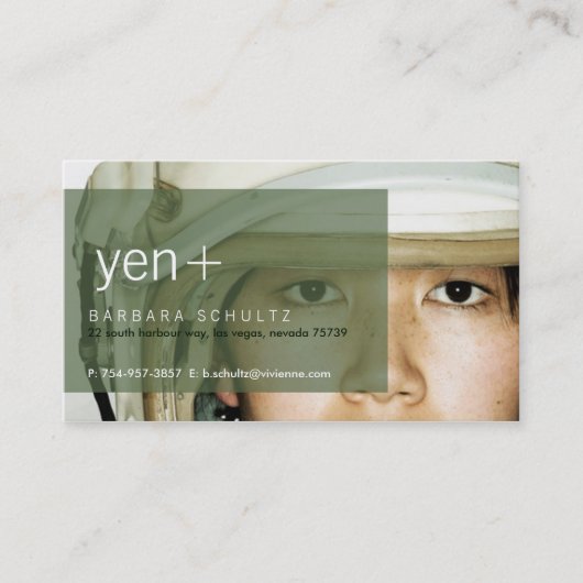 Le visage de Yen [vert] Cartes de visite (Devant)