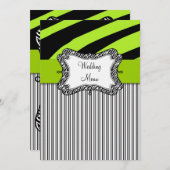 Le zèbre noir vert barre la carte de menu de (Devant / Derrière)