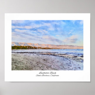 Leadbetter Beach Sunset Santa Barbara Waterverf Poster
