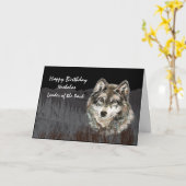 Leader du Pack Wolf Nom personnalisé Carte d'anniv (Fleur jaune)