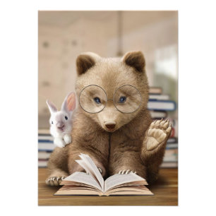 Leader Gift Beer en Rabbit Read Books Foto Afdruk