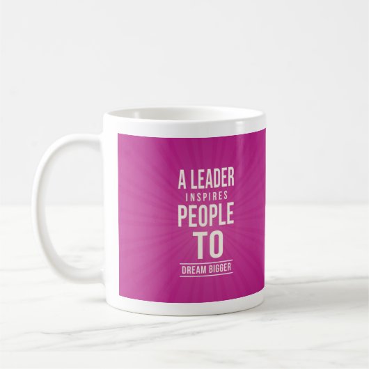 Leader mug - pink with quote (Gauche)