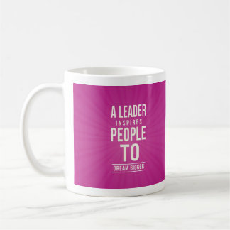 Leader mug - pink with quote koffiemok