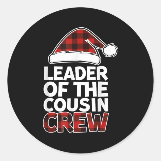 Leader Of The Cousin Crew Christmas Buffalo Red Pl Ronde Sticker (Voorkant)