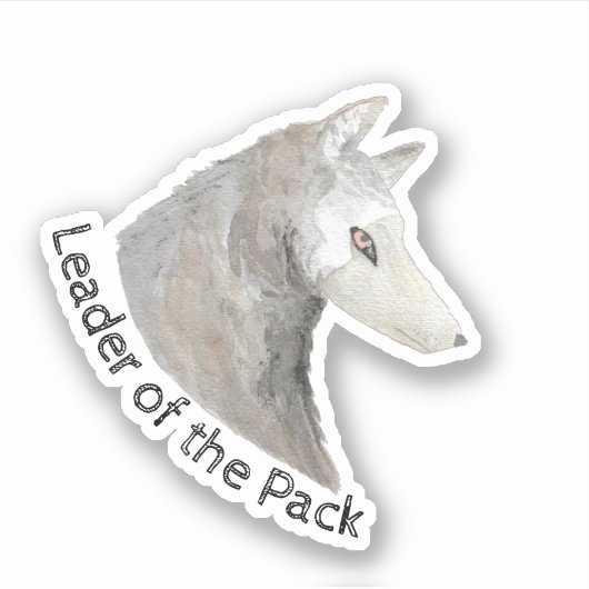 Leader of the Pack Waterverf Animal Grey Wolf Sticker (Voorkant)
