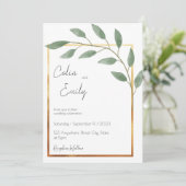 Leaf and Bronze Border, minimalistisch huwelijk Kaart (Staand voorkant)