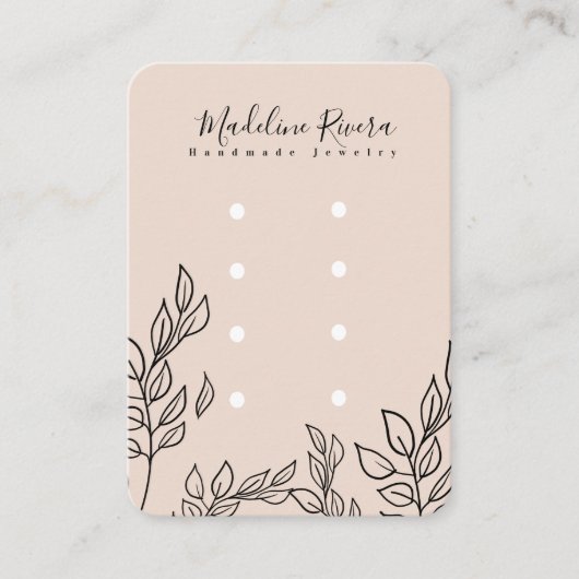 Leaf Artisan Earring Studs Display Kaarten Contactkaartje (Voorkant)