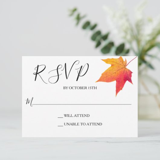 Leaf automne Elegant Mariage Réponse Réponse RSVP (Debout devant)