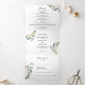 Leaf Back Bruiloft All-In-One Tri-Fold Uitnodiging (Binnen)