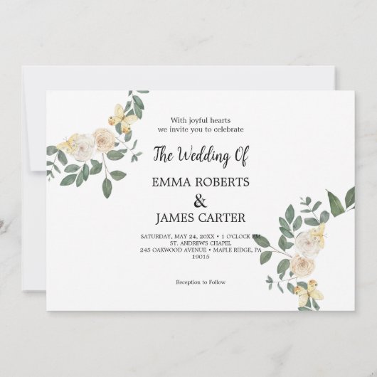 Leaf Back Eenvoudige bruiloft uitnodiging (Achterkant)