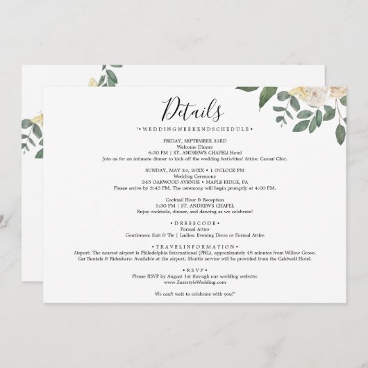 Leaf Back Eenvoudige bruiloft uitnodiging (Voorkant / Achterkant)