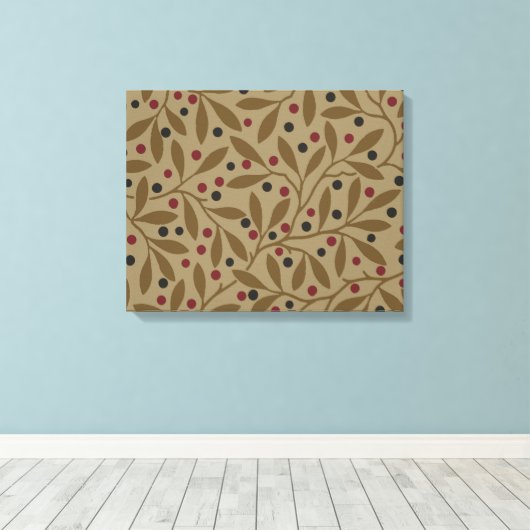 Leaf Berry Classic Kleurrijke  Patroon Art Canvas Afdruk (Insitu (Houten vloer))