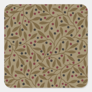 Leaf Berry Classic Kleurrijke Patroon Art Vierkante Sticker