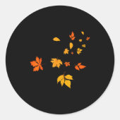 Leaf Blower Fall Leaves Funny Halloween Couple Mat Ronde Sticker (Voorkant)